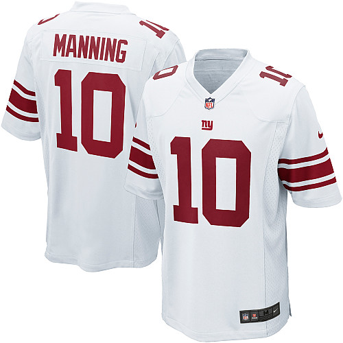 Men's Game Eli Manning Nike Jersey White Road - #10 NFL New York Giants